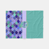 Monogram + naam | Aqua Blauwgroen en kleurrijke ze Fleece Deken (Voorkant (Horizontaal))