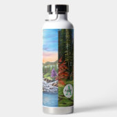 Monogram Naam Art Cottage Bos Bloemenlandschap Waterfles (Rechts)