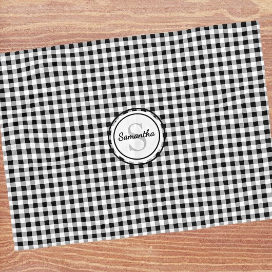 Monogram-Naam B&W Buffalo Check Fleece Deken