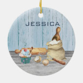 Monogram Naam Bake Gift Keramisch Ornament (Achterkant)