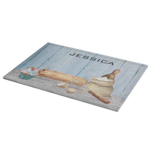 Monogram Naam Bakken Baker Gift Snijplank (Hoek)