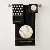 Monogram naam Baseball Gold Black Bad Handdoek (Insitu)