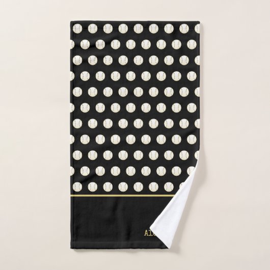 Monogram naam Baseball Gold Black Bad Handdoek (Handdoek)