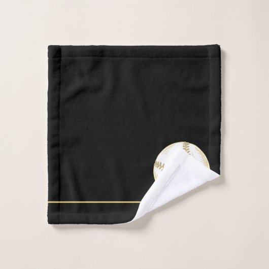 Monogram naam Baseball Gold Black Bad Handdoek (Wasdoekje)