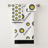 Monogram Naam Basketball Oranje op White Bath Towe Bad Handdoek (Insitu)