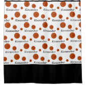 Monogram Naam Basketball Sinaasappel op Witte Wisb Douchegordijn (Voorkant)