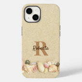 Monogram Naam Beach Sand Seashells Case-Mate iPhone Case (Achterkant)