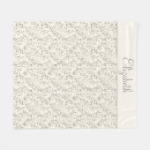 Monogram Naam Beige Grijs Bruin Botanisch Neutraal Fleece Deken (Voorkant (Horizontaal))
