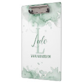 Monogram & naam Bevestiging Waterverf Grijze clip Klembord (Links)