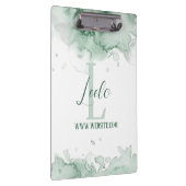 Monogram & naam Bevestiging Waterverf Grijze clip Klembord (Rechts)