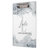 Monogram & naam Bevestiging Waterverf Grijze clip Klembord (Links)