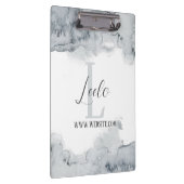 Monogram & naam Bevestiging Waterverf Grijze clip Klembord (Rechts)