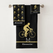 Monogram naam Bicycle Gold Black Bad Handdoek (Insitu)
