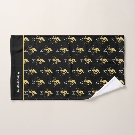 Monogram naam Bicycle Gold Black Bad Handdoek (Handdoek)
