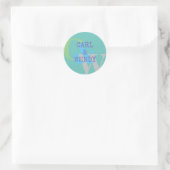 Monogram naam blauw grijs GROEN stijlvol cadeau Ronde Sticker (Tas)