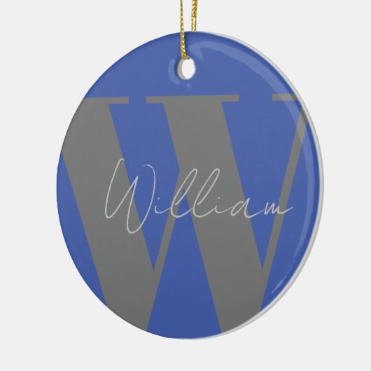 Monogram naam blauw grijs stijlvol modern cadeau o keramisch ornament (Links)