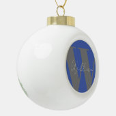 Monogram naam blauw grijs stijlvol modern cadeau o keramische bal ornament (Links)