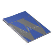 Monogram naam blauw grijs stijlvol modern notitieboek (Rechterzijde)