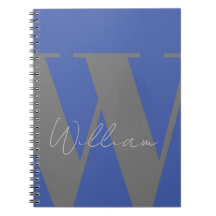 Monogram naam blauw grijs stijlvol modern