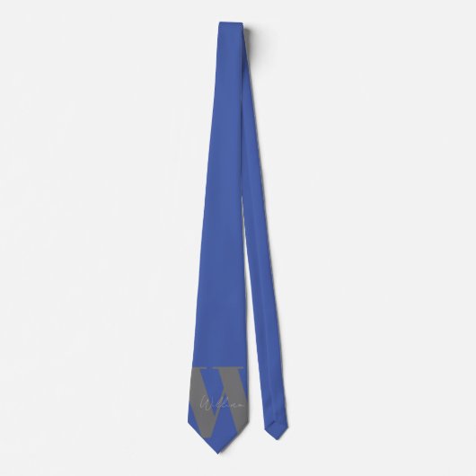Monogram naam blauw grijs stijlvol modern stropdas (Voorkant)