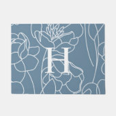 Monogram naam blauw moderne wilde bloem deurmat (Voorkant)