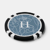 Monogram naam blauw moderne wilde bloem poker chips (Enkel)