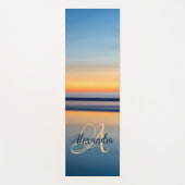 Monogram Naam Blauw Oranje Zen Beach Ocean Sunset Yogamat (Voorkant)