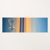 Monogram Naam Blauw Oranje Zen Beach Ocean Sunset Yogamat (Voorkant (horizontaal))