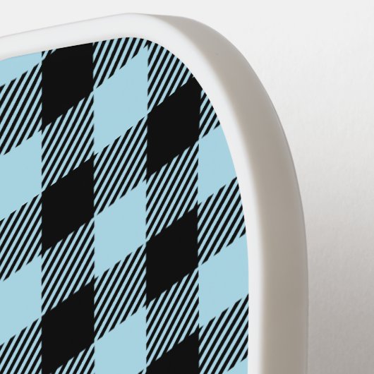 Monogram Naam Blauw Plaid Pickleball Paddle (Links Detail)