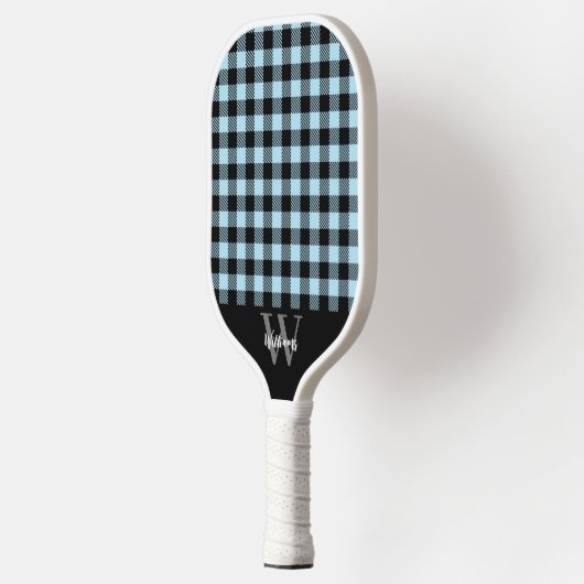 Monogram Naam Blauw Plaid Pickleball Paddle (Links)