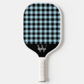 Monogram Naam Blauw Plaid Pickleball Paddle (Voorkant)