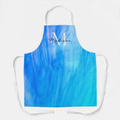 Monogram Naam Blauw Schort (Voorkant)