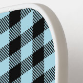 Monogram Naam Blauwe Geruite Pickleball Paddle (Links Detail)