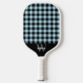 Monogram Naam Blauwe Geruite Pickleball Paddle (Achterkant)