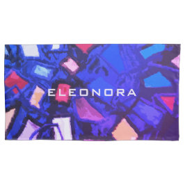 Monogram naam blauwe marine kleurrijke abstracte v kussensloop