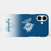 Monogram Naam Blauwe Ombre Witte Vis Omlijning Case-Mate iPhone Case (Achterkant (horizontaal))