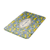 Monogram Naam Blauwe Tegel Frans Land Lemon Badmat (Gekanteld)