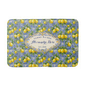 Monogram Naam Blauwe Tegel Frans Land Lemon Badmat (Voorkant)