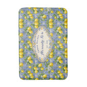 Monogram Naam Blauwe Tegel Frans Land Lemon Badmat (Voorkant Verticaal)