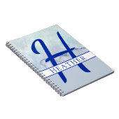 Monogram Naam Blauwe Waterverf Notitieboek (Rechterzijde)