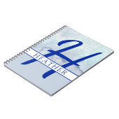 Monogram Naam Blauwe Waterverf Notitieboek (Linkerzijde)