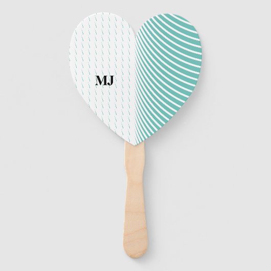 Monogram Naam Blauwgroen Blauw Wit Abstract Bruilo Handwaaier (Achterkant)