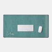 Monogram naam, Blauwgroen denim print, platina acc Bureaumat (Keyboard & Muis)