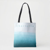 Monogram Naam Blauwgroen Groene Blauwe Oceaan Ombr Tote Bag (Voorkant)
