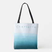 Monogram Naam Blauwgroen Groene Blauwe Oceaan Ombr Tote Bag (Achterkant)