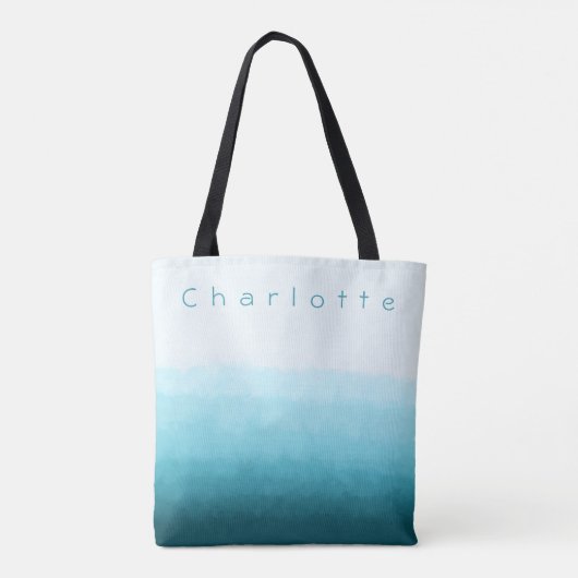 Monogram Naam Blauwgroen Groene Blauwe Oceaan Ombr Tote Bag (Achterkant)