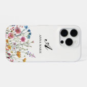 Monogram Naam Bloem Boho Chic iPhone Hoesje (Achterkant horizontaal)