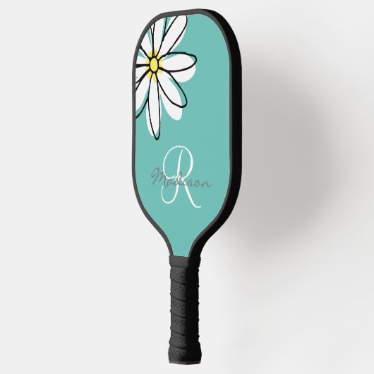Monogram naam bloem Daisy Pickleball Paddle (Links)