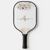 Monogram Naam Bloem Pampas Gras Aangepast Pickleball Paddle (Achterkant)
