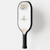 Monogram Naam Bloem Pampas Gras Aangepast Pickleball Paddle (Links)